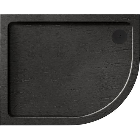 Aquadart Luxury Black Slate Effect Shower Tray - Black Waste - Offset Quad - RH - 1000 x 800mm (1/2)