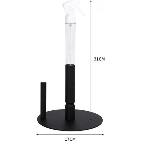 Porte-rouleau de papier essuie-tout de comptoir en acier inoxydable (noir) avec flacon pulvérisateur - Range-rouleau de papier toilette pour l'organisation de la cuisine et de la salle de bain (1/5)