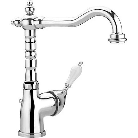 Mitigeur de lavabo à bec haut chromé rétro