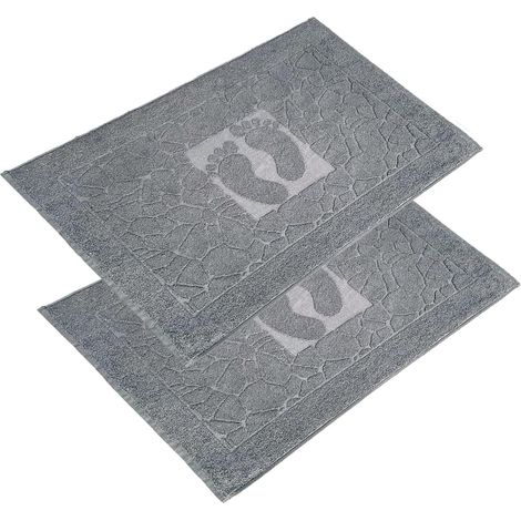 Lot de 2 tapis de bain en tissu éponge, lavable, 600 g/m² et 100 % coton, absorbant et à séchage rapide, 50 x 70 cm, anthracite (1/5)