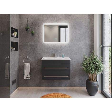 Badmöbel Mars 700 2-teilig mit LED Spiegel SlimLine grafit