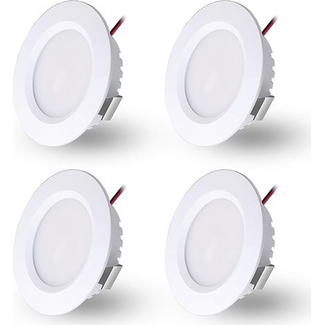 Spot LED Encastrable 230V 3W, LED Spot Etanche Salle de Bain IP44, Spots de plafond Trou Φ55-58mm, Extra Plat 15mm, Spots Encastrés Pour cuisine chambre, Lot de 4 (Blanc,Blanc Froid 6000K) (1/5)