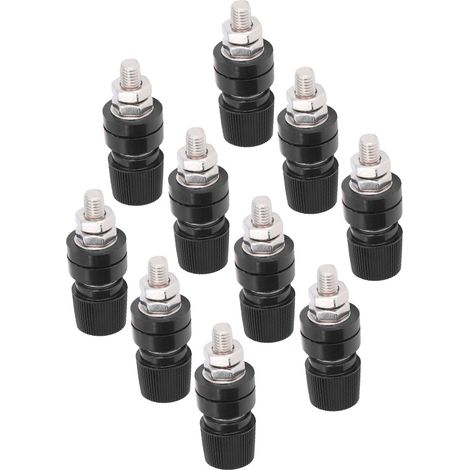 Bornes de connexion M8 en fer, jeu de 10 vis à bornier pour instruments électroniques, couleur noire, idéal pour onduleurs. (1/5)