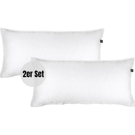 SCHÖNER WOHNEN Satin Bettwäsche PLAIN - 2er Set 80x40 cm, Weiß (1/5)