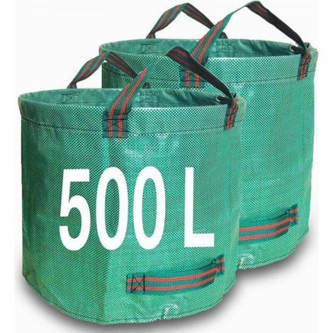 2 Heavy-Duty Garden Bags - 500L - Reusable with Handles - Ideal for Collecting Waste, Leaves and Grass (1/5)