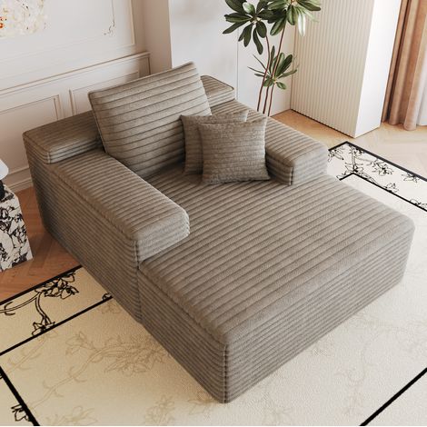 Chaise longue de pana, 175 x 159 x 83 cm, sin montaje, Camel HAVRYA (1/5)