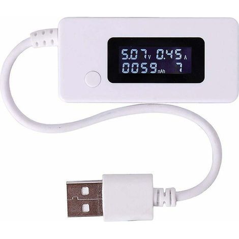 blanc Queue Lcd Rtro-clairage Lcd Affichage Numrique Usb Ampremtre Voltmtre Capacit De Charge Table De Dtection Dtecteur (1/5)