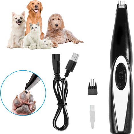 Elektrischer Tierhaarschneider, USB-aufladbar, kabellos, kleiner Haarschneider für Hunde, Katzen, Pfoten, Ohren, Gesicht