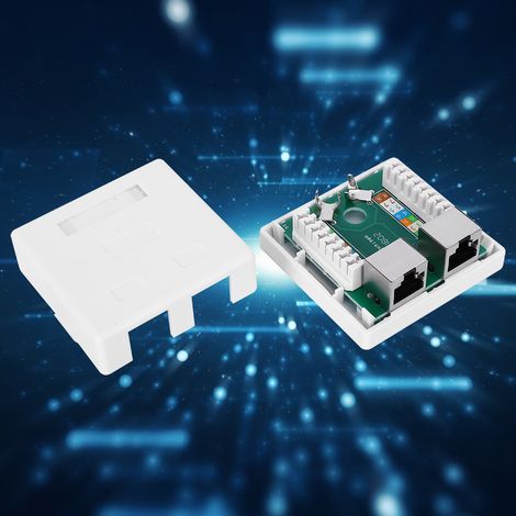 Adaptateur de jonction mural RJ45-8P8C blindé Super 5, 2 ports, pour rallonge de bureau, boîtier de montage en surface. (1/5)