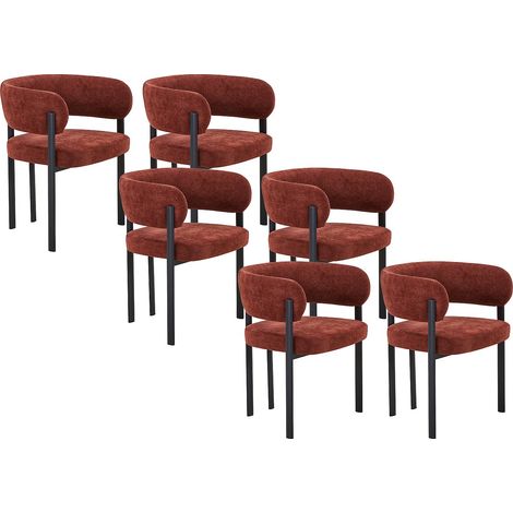 Lot de 6 chaises en tissu et métal noir - Terracotta - CIBARO (1/4)