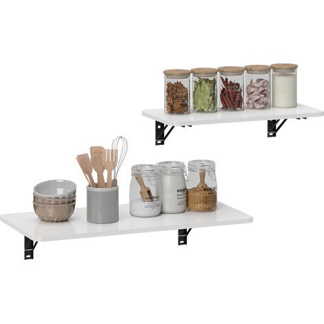 Lot de 2 tables pliantes murales. table murale rabattable en bois. pour cuisine. salle à manger. bureau. blanc brillant