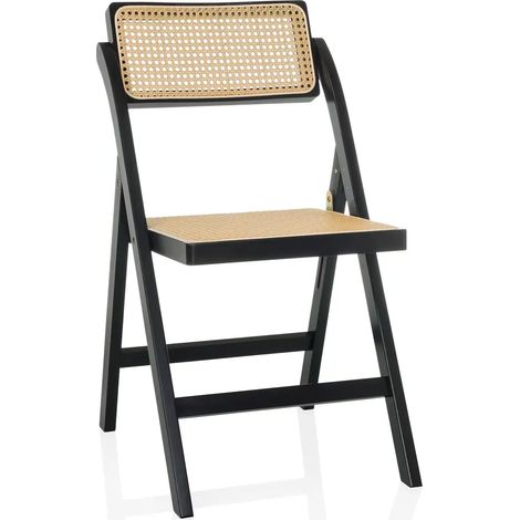 Chaise pliante / chaise de salle à manger TUDELA BAMBOO bambou / rotin brun hjh LIVING