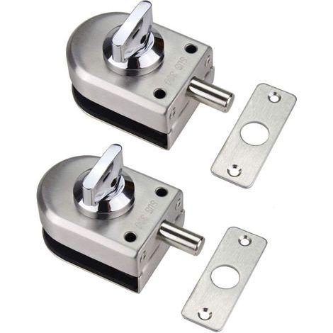 Lot De 2 Verrous De Porte En Verre En Acier Inoxydable 304 Pour Salle De Bain, Toilettes, Magasins, Portes En Verre Sans Cadre – Demi Rond (1/5)