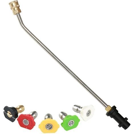 Outils Nettoyage gouttière pour Karcher K2 K3 K4 K5 K6 K7, Lance d'extension Nettoyeur Haute Pression avec 5 Buses pulvérisation Nettoyeur Haute Pression, Balai à Eau, Nettoyeur chassis (30 degrés) (1/5)
