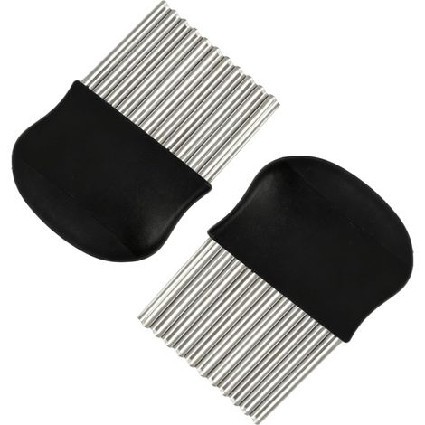 2 Coupe Vagues 14 x 9,5\u202fcm, Couteau Ondulé à Frites en Acier Inoxydable, Coupe Frites Manuel et Pratique pour Légumes, Fruits et Pommes de Terre, Accessoire Cuisine pour Maison et Enfants (1/5)