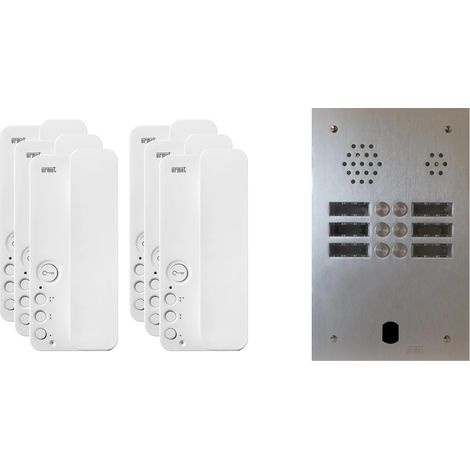 Urmet – Kit interphone 2 rangées avec 6 combinés – Alimentation 12V – Montage encastré – Pour immeubles collectifs – Vision nocturne