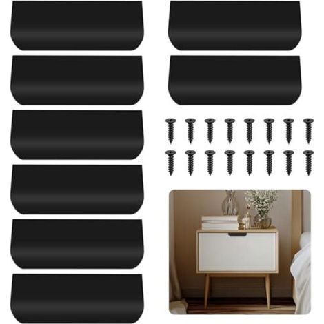 8 poignées de meubles noires, poignées de placard invisibles de 120 mm, poignées de cuisine, poignées de tiroir en alliage d'aluminium noir pour portes de placard, poignées de porte d (1/4)