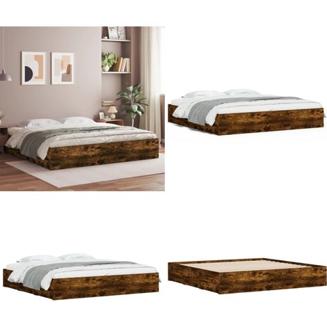 Bettgestell mit Schubladen Räuchereiche 160x200cm Holzwerkstoff - Holzbettwäsche - Bettsofa - Doppelbett - Boxspringbett - Massivholzbette - Home & Living (1/5)