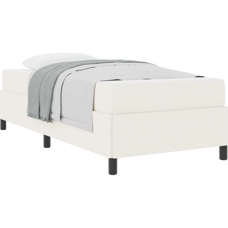 Lit simple，Cadre de lit avec matelas Crème 80 x 200 cm tissu