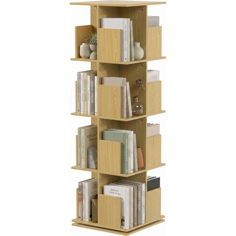 Bibliothèque Rotative 360° à 4 Niveaux 39 x 39 x 128,3 cm Chêne (1/5)