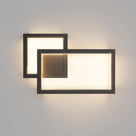 Applique Murale Interieur Design, 24W, 1960LM, Lampe Murale LED Mordern, Appliques Interieur Décoratif, Éclairage mural pour Chambre, Salon, Couloir, Blanc Chaud 3000K, Noir (1/5)