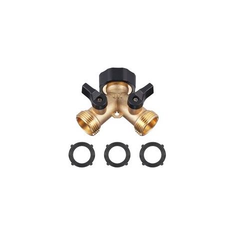 Robinet Double Machine a Laver, Répartiteur Raccord Robinet Tuyau d'Arrosage en Y 2 Voies pour Tuyaux d'Alimentation 3/4, Robinet Double Sortie pour Robinet Jardin,Adaptateur Robinet ，3 x anneaux d'ét