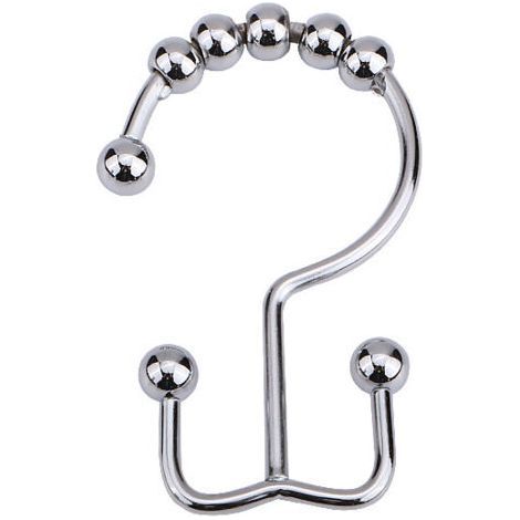 12 PièCes Anneaux De Rideau De Douche Anneau De Rideau De Douche à Double Crochet Acier Inoxydable pour Rideaux De Douche (Argent) (1/5)