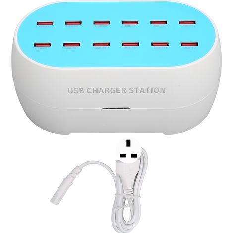 Station de charge USB 120W 12 ports multiprise chargeur portable résistant à la chaleur hub USB 100-240V prise UK (1/5)