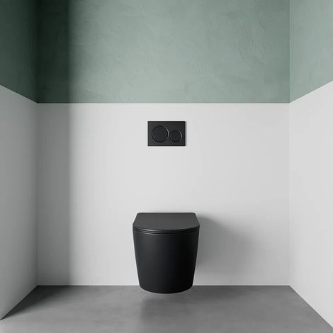 Vaso Sospeso Rimless in Ceramica Nero Opaco con Sedile Soft-close Mod. Vienna
