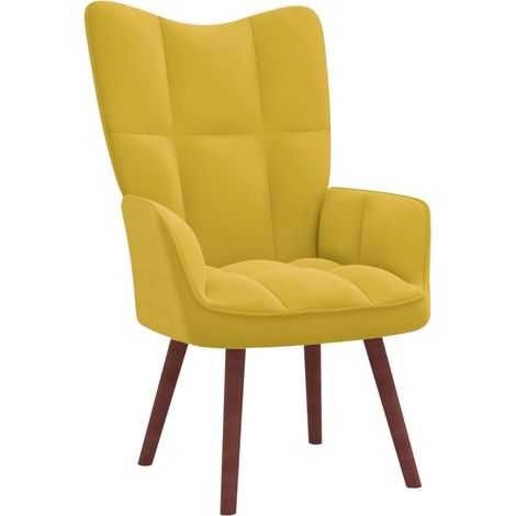 Fauteuil Relax Chaise de relaxation Style Moderne, pour Salon Salle à Manger Bureau Jaune moutarde Velours DS843IN666 (1/5)