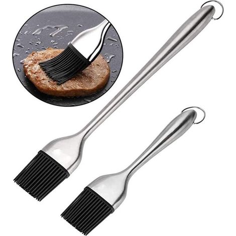 Por shayne，Cepillo de silicona para barbacoa Voarge，Juego de 2，Blanco，Cepillo para parrilla y repostería，Conservas y horneado (1/5)