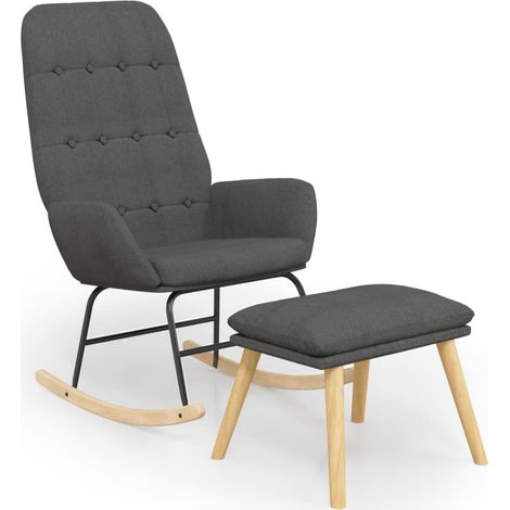 Maison Exclusive - Schaukelstuhl mit Fußhocker Dunkelgrau Stoff (1/5)