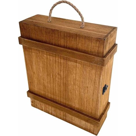 Caisse en sapin bruni pour 3 bouteilles, 37 x 31,5 x 10 cm (lot de 3)