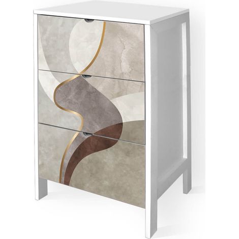 Lupia - Cassettiera Mobile Italy, Stile Minimal in Legno, 3 Cassetti, Stampa FLYER-B, Adatta a Ogni Stanza, 39x29xH60 cm, organizer Colore Bianco decorato (1/4)