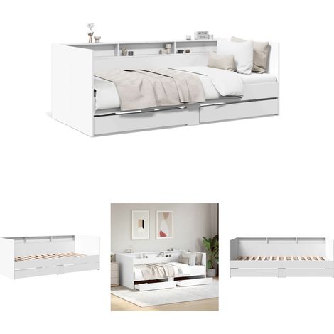 The Living Store Tagesbett mit Schubladen Weiß 90x200 cm Holzwerkstoff - Betten & Bettgestelle (1/5)