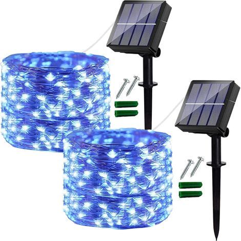 Guirlande lumineuse solaire d'extérieur, 100 LED, 12 m (40 pi), étanche, 8 modes d'éclairage décoratifs pour jardin, cour, terrasse, maison, Noël, mariage-AquaForge (1/5)