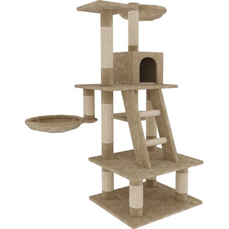 Albero per Gatto con Graffiatoio Cuccia Giocattolo Gatti Parco Giochi Tiragraffi in Sisal Naturale 116 cm