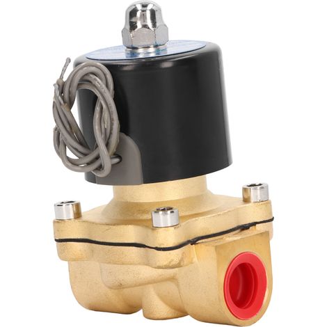 Elektrisches Magnetventil, Messinggehäuse, Kupferspule, 1-Wege-Durchfluss, 2 Anschlüsse, normalerweise geschlossen, 24 V DC (1/5)