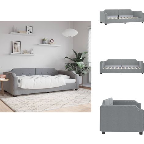 Lit de repos sans matelas gris clair 90x200 cm tissu - Lit Deux Places - Canapé Convertible - Lit Invité - Mobilier Salle Séjour - Meuble Chambre (1/5)