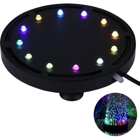 Lumière à bulles sous-marine à LED RVB ronde multicolore pour aquarium, disque lumineux/multicolore, pierre à air pour aquarium, étanche et anti-fuite, changement de couleur automatique (1/5)