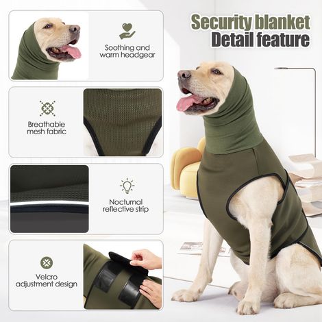 Gilet pour chien, sweat à capuche apaisant pour animaux de compagnie, veste respirante pour chien, adaptée à la foudre, aux feux d'artifice et à la séparation, vert, taille XXL. (1/4)