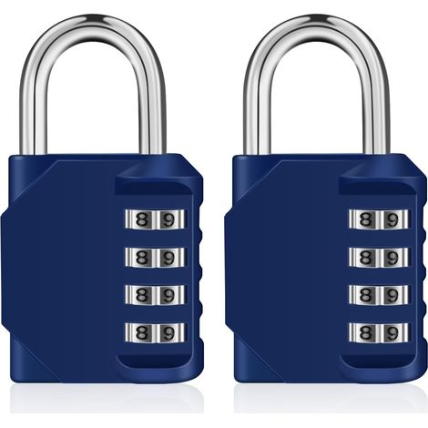 Cadenas Code Casier, 4 Chiffre Cadenas à Code on Pour Vestiaire Sport, Scolaire, College, Abri de Jardin (2 Pièces, Bleu) (1/5)