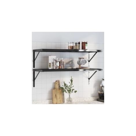 Étagères murales 2 pcs 100x40x3 noir acier inoxydable