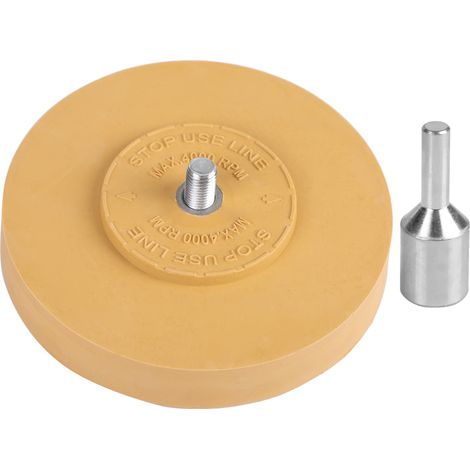 Ortviai Disque Abrasif en Caoutchouc Jaune pour Enlèvement de Autocollants – 100 mm, M6 (1/5)