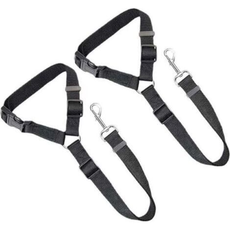 Lot de 2 sangles de ceinture de sécurité pour chien et chat, réglables, en nylon, pour appui-tête de voiture
