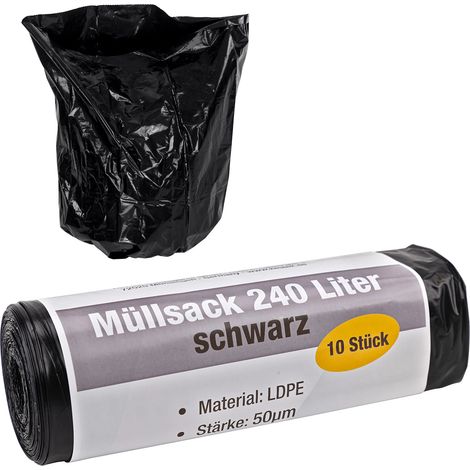 Kestek Müllsäcke 240L schwarz 10er Pack Abfallsäcke Sack extra stark 50µm (1/3)