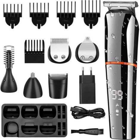 Tondeuse Cheveux et Barbe Professionnelle pour Hommes, Imperméable, Multifonctionnelle 6 en 1, Précision pour Coupe et Entretien Quotidien (1/4)