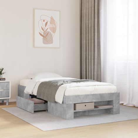 Bettgestell Betongrau 90x190 cm Holzwerkstoff vidaXL (1/5)