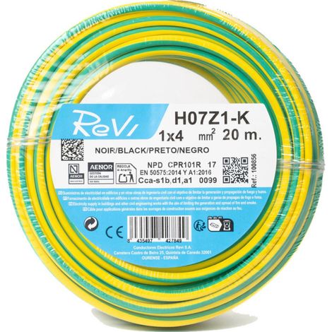 Cavo elettrico senza alogeni 4 mm² Verde/Giallo 20 m Cavo flessibile in PVC H07Z1-K Cavo elettrico (1/5)