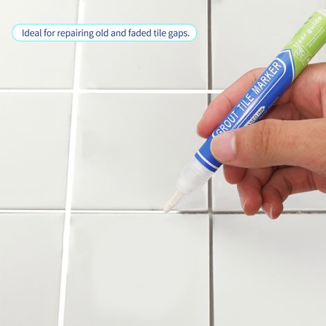 Stylo à joints BIGTHUMB, peinture à joints à base d'eau pour carrelage, marqueur de réparation et de rénovation, avec pointe de rechange, imperméable, pour salle de bain, cuisine, salon, balcon et sol (1/2)